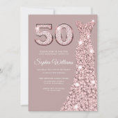 Invitation Robe d'or rose Dusty rose 50e anniversaire (Devant)