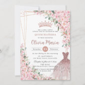 Invitation Robe d'or Rose en fleurs de cerisier Gown Quinceañ (Devant)
