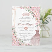 Invitation Robe d'or Rose en fleurs de cerisier Gown Quinceañ (Debout devant)