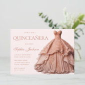 Invitation Robe d'or Rose enchantée Gown Quinceanera (Debout devant)