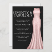 Invitation Robe d'or rose femmes Black 70e anniversaire fête (Devant)