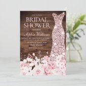 Invitation Robe d'or rose Fleurs de Blush Fête des mariées ru (Debout devant)