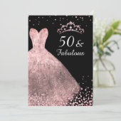 Invitation Robe d'or rose Noir 50 et fabuleux 50e anniversair (Debout devant)