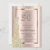 Invitation Robe d'or Rose or, Gold Mandala 50e anniversaire (Devant)