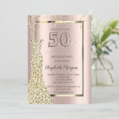 Invitation Robe d'or Rose or, Gold Mandala 50e anniversaire (Debout devant)