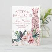 Invitation Robe d'or rose pâle Rose rose 60e anniversaire (Debout devant)