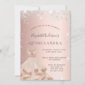 Invitation Robe d'or rose Quinceanera (Devant)