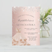Invitation Robe d'or rose Quinceanera (Debout devant)