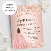 Invitation Robe d'or rose Quinceanera
