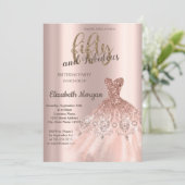 Invitation Robe d'or rose, Rose Gold 50e fête d'anniversaire (Debout devant)