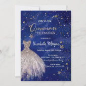 Invitation Robe d'or rose Stars Galaxy Quinceañera (Devant)