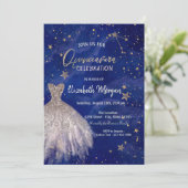 Invitation Robe d'or rose Stars Galaxy Quinceañera (Debout devant)