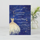 Invitation Robe d'or Stars Galaxy Quinceañera (Debout devant)