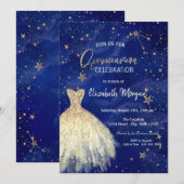 Invitation Robe d'or Stars Galaxy Quinceañera (Devant / Derrière)