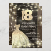 Invitation Robe d'or String lumières 18e anniversaire (Devant / Derrière)