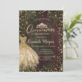 Invitation Robe d'or Tiara, Diamonds Retro Quinceañera (Debout devant)