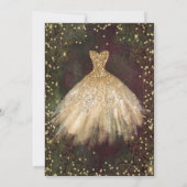 Invitation Robe d'or Tiara, Diamonds Retro Quinceañera (Dos)