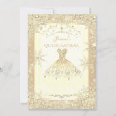 Invitation Robe d'or Tiara Winter Wonderland Quinceanera (Devant)