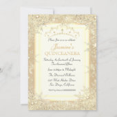 Invitation Robe d'or Tiara Winter Wonderland Quinceanera (Dos)