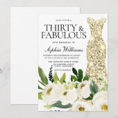 Invitation Robe d'or Trente et fabuleux 30e anniversaire (Devant / Derrière)