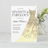 Invitation Robe dorée 70e fête d'anniversaire (Debout devant)