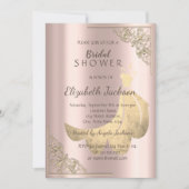 Invitation Robe dorée chic élégante rose dorée pour la douche (Devant)
