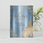 Invitation Robe dorée Diamants Bleus RSVP (Debout devant)
