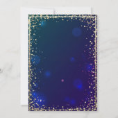 Invitation Robe dorée, diamants Fête d'anniversaire bleue 30  (Dos)