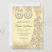 Invitation Robe dorée femmes 60e fête d'anniversaire (Devant)