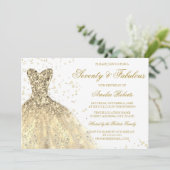 Invitation Robe dorée femmes 70e fête d'anniversaire (Debout devant)