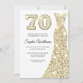 Invitation Robe dorée femmes 70e fête d'anniversaire (Devant)