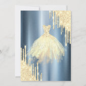 Invitation  Robe dorée pailletée Drips Metallic Bleu Douce 16 (Dos)