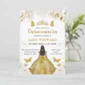 Invitation Robe dorée Peau foncée Princesse Quinceanera (Debout devant)
