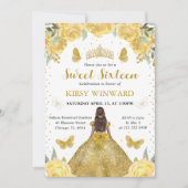 Invitation Robe dorée Peau foncée Princesse Sweet 16 (Devant)