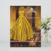 Invitation Robe dorée pour la fête des 15 ans de Quinceanera (Debout devant)