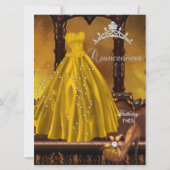 Invitation Robe dorée pour la fête des 15 ans de Quinceanera (Devant)