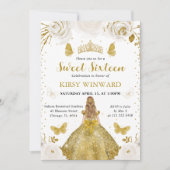 Invitation Robe dorée Princesse blonde Douze ans (Devant)