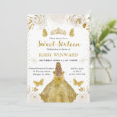 Invitation Robe dorée Princesse blonde Douze ans (Debout devant)