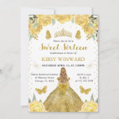 Invitation Robe dorée Princesse blonde Sweet 16 (Devant)