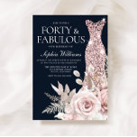 Invitation Robe dorée Rose Dusty 40e anniversaire Floral<br><div class="desc">Dusty Rose Gold Blush robe Floral 40th Birthday Invitation Voir la collection correspondante dans Niche et Nest Store Merci beaucoup</div>