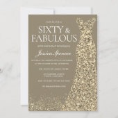 Invitation Robe dorée Soixante & Incroyable 60e anniversaire (Devant)