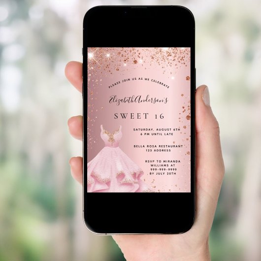 Invitation Robe douce 16 rose vif