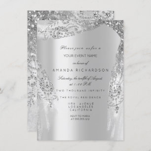 Invitation Robe Douce 16e Fête des mariées Argent Royal Grey