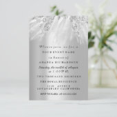 Invitation Robe Douce nuptiale 16e 15e Mariage gris argent (Debout devant)