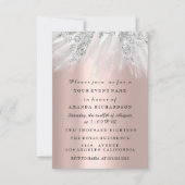 Invitation Robe Douce nuptiale 16e 15e Rose Argent Blush Gra (Devant)