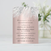 Invitation Robe Douce nuptiale 16e 15e Rose Argent Blush Gra (Debout devant)