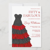 Invitation Robe élégante, 50e et fabuleux anniversaire (Devant)