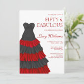 Invitation Robe élégante, 50e et fabuleux anniversaire (Debout devant)