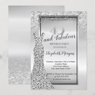 Invitation Robe élégante à paillettes argentées Fête d'annive