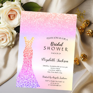Invitation Robe élégante à paillettes colorées Bokeh pour mar